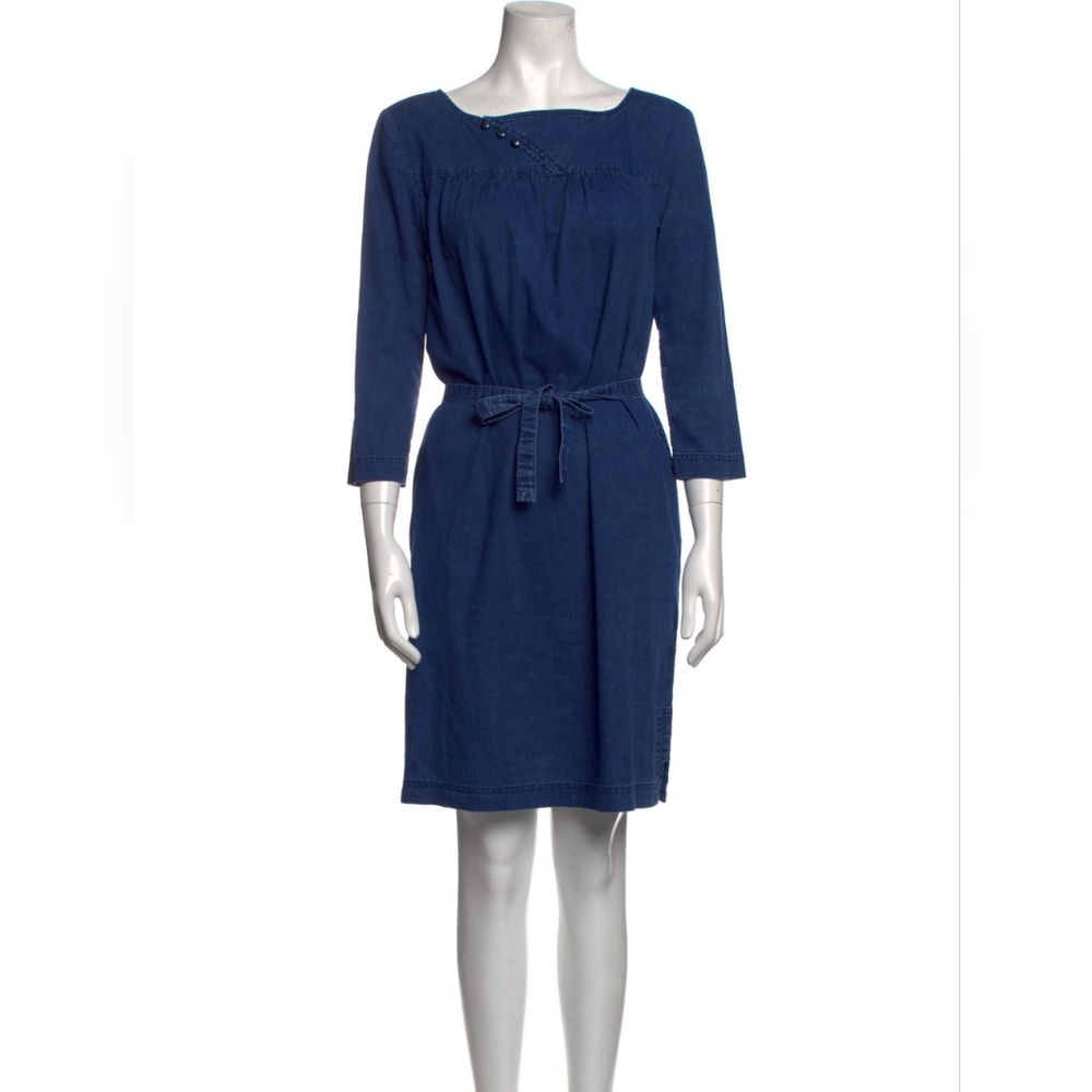 A.P.C. Navy Blue Cotton Belted Mini Dress